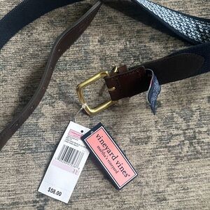 Vineyard Vines Men's Navy and Brown Belt